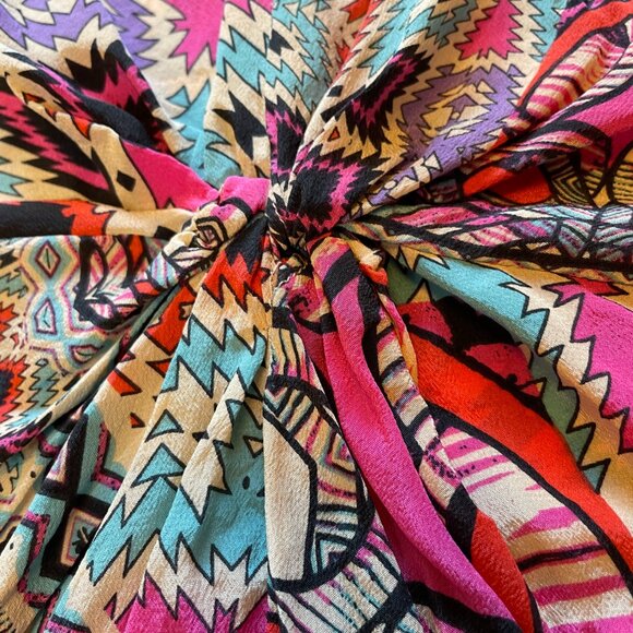 Leifnotes Anthropologie Tank Top Silk Blouse V-Neck Geometric Multicolor Pattern - Picture 5 of 12